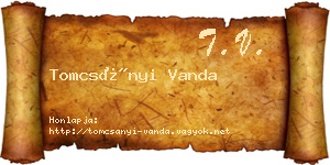 Tomcsányi Vanda névjegykártya